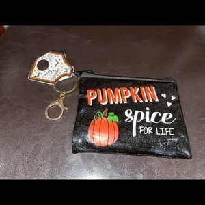 NWT Pumpkin Spice for Life Mini Zipper Pouch Glitter!!
